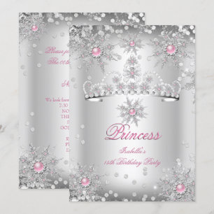Light Pink Silver Winter Wonderland Party Einladung
