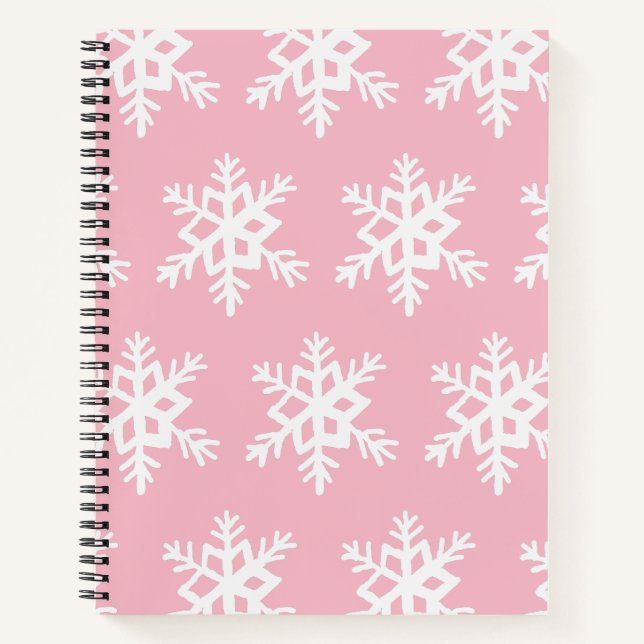 Light Pink Snowflake SpiralNotebook Notizbuch (Vorderseite)