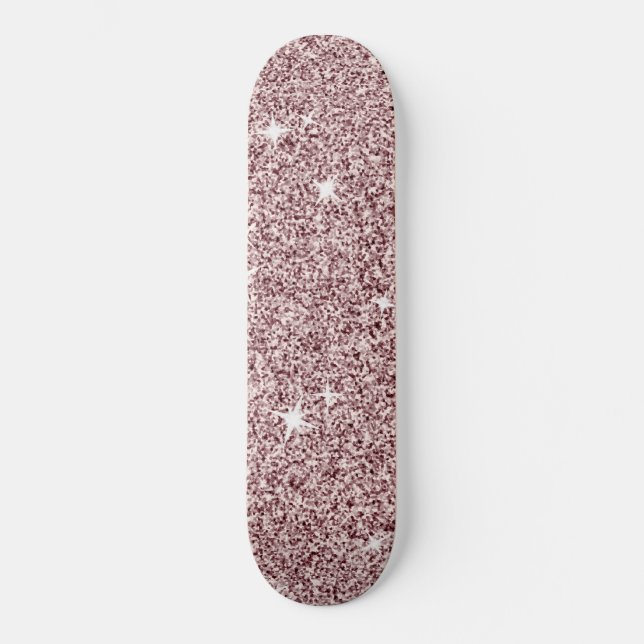 Light Pink Sparkle Star Niedliches Girly Glitzer M Skateboard (Vorderseite)