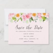 Light Pink Spring Quinceañera Save the Date Karte