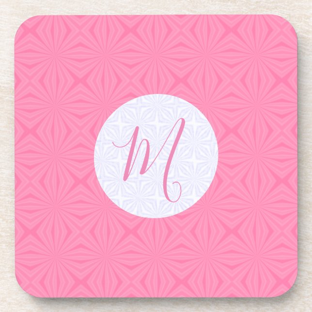 Light Pink Squiggly Squares Personalized Initial  Getränkeuntersetzer (Vorderseite)
