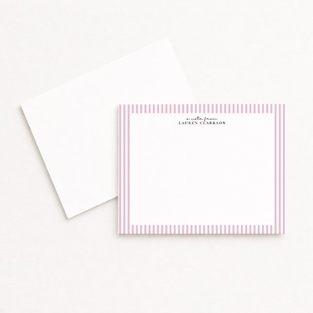 Light Pink Stripe Border Note Card Einladung (Von Creator hochgeladen)