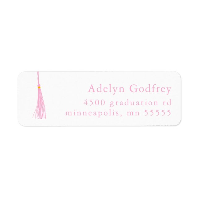 Light Pink Tassel Abschluss Rücksendeadresse (Vorne)