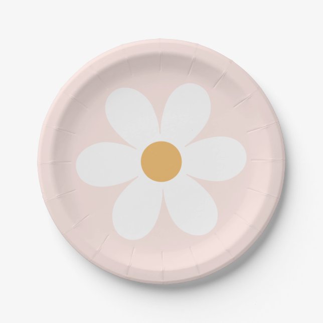 Light Pink und Daisy Birthday Pappteller (Vorderseite)