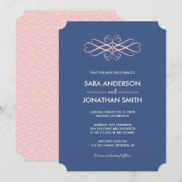 Light Pink und Denim Blue Wedding Einladung