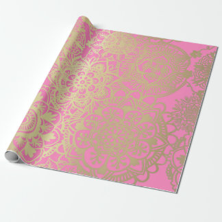 Light Pink und Gold Mandala Muster Geschenkpapier