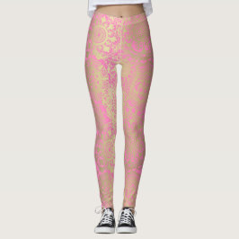 Light Pink und Gold Mandala Muster Leggings