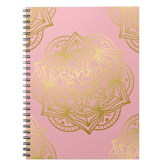 Light Pink und Gold Mandala Muster Notizblock (Vorderseite)