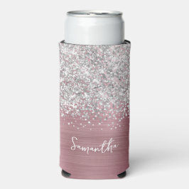 Light Pink und Silver Glittery Glam Name Selters Dosenkühler
