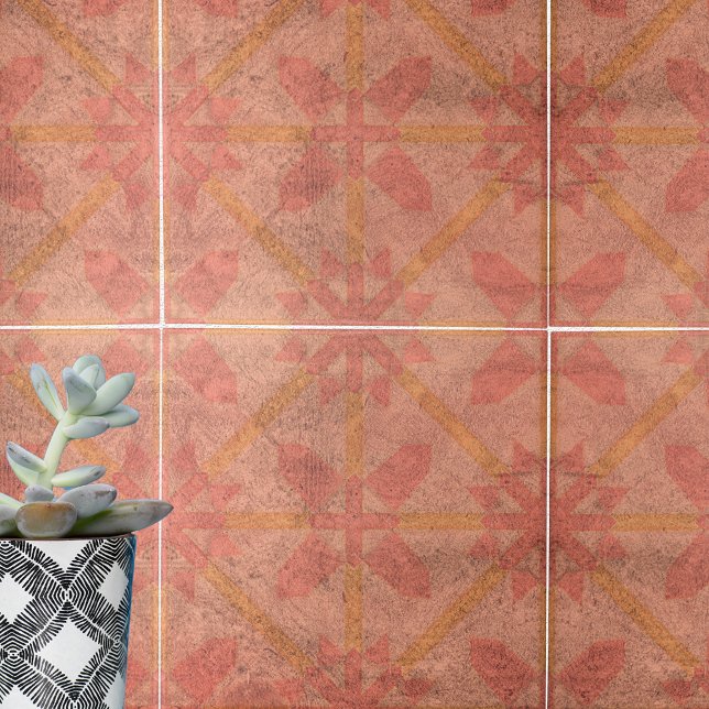 Light Pink und Yellow Distressed Vintag Geometric Fliese (Von Creator hochgeladen)