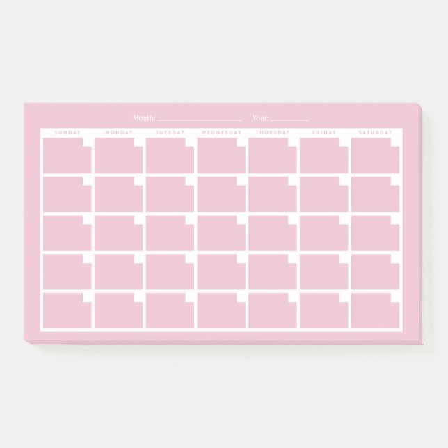 Light Pink Undated Calendar Post-it Klebezettel (Vorderseite)