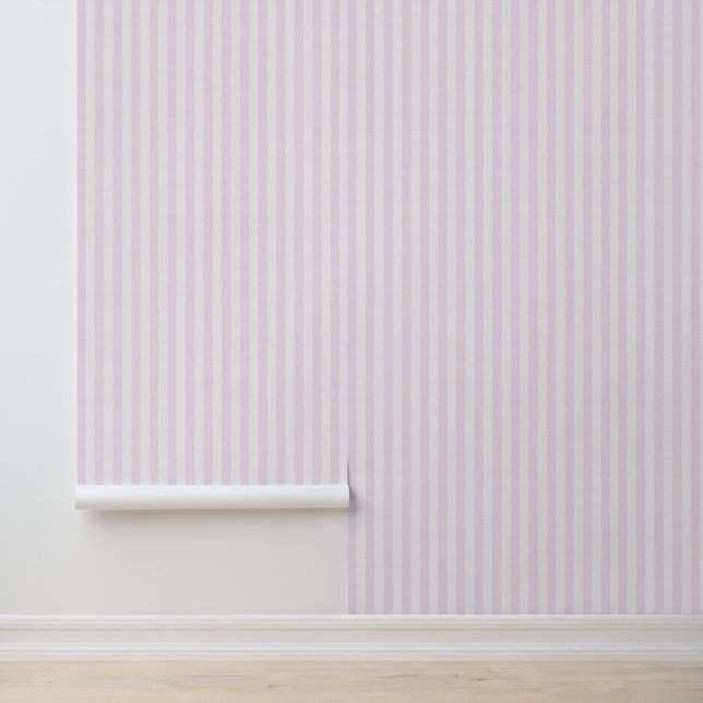 Light Pink Vertical Stripes Linen Texture Coastal Tapete (Anwendung)