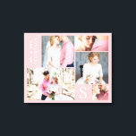 Light Pink Wedding Foto Collage mit 5 Bildern Leinwanddruck<br><div class="desc">Stilvolle und schöne 5 Hochzeitsfotografien - Maßgeschneiderte Collage aus Leinwand mit Farbblockdesign in pastellfarbenem Hellrosa und Weiß - mit Ihrem mit Monogramm Anfangsbuchstaben, Mr. und Mrs. personalisierter Nachname Text, und 5 Hochzeitstagesbilder! Es macht Spaß, zu erstellen, und ich habe es sehr einfach gemacht, die Platzhalter-Bilder mit Ihren eigenen auszutauschen, für...</div>
