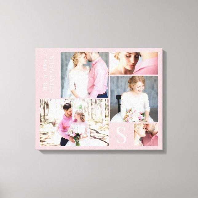 Light Pink Wedding Foto Collage mit 5 Bildern Leinwanddruck (Vorderseite)