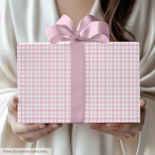 Light Pink & White Plaid 50th Birthday Gift Wrap Geschenkpapier (Light Pink & White Plaid 50th Birthday Gift Wrap)