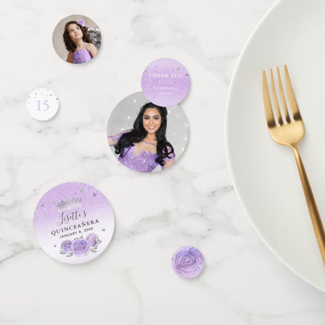 Light Purple and Silver Elegant Photo Konfetti (Gruppe)