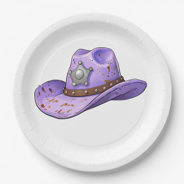Light Purple Cowgirl Hat Pappteller (Vorderseite)