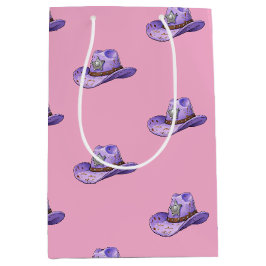 Light Purple Cowgirl Hat-Pink Background Mittlere Geschenktüte