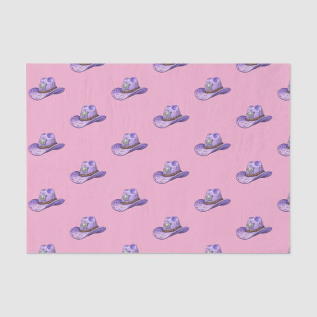 Light Purple Cowgirl Hat-Pink Background Seidenpapier (Vorderseite)