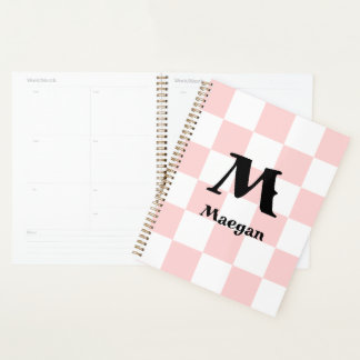 Light Red Checkered Pattern Background Planner Planer