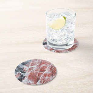 Light Red Marble Pattern Runder Pappuntersetzer