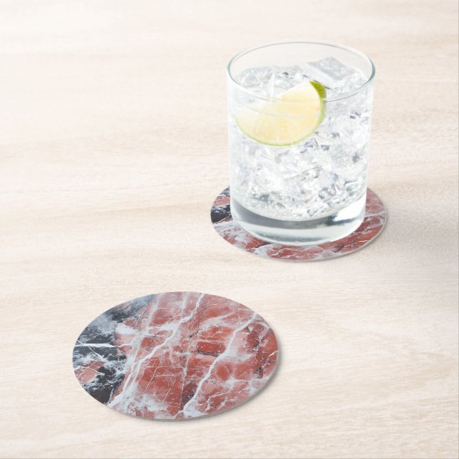 Light Red Marble Pattern Runder Pappuntersetzer (Vor Ort)