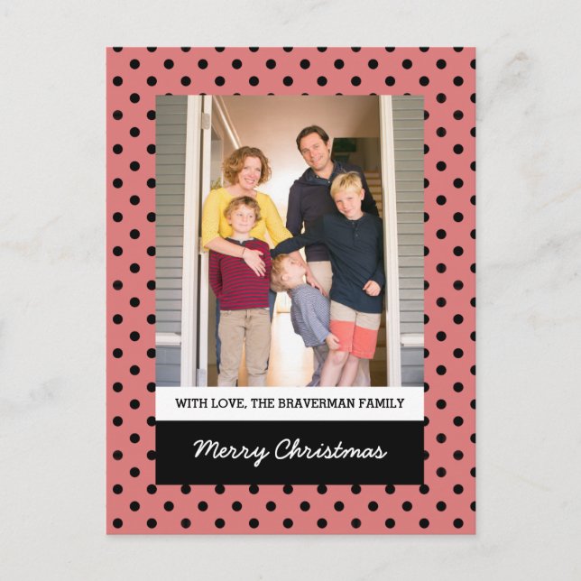 Light Red Sweet Polka Dot Holiday Foto Postkarte (Vorderseite)