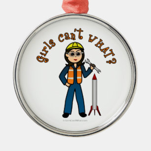 Light Rocket Scientil Girl Ornament Aus Metall