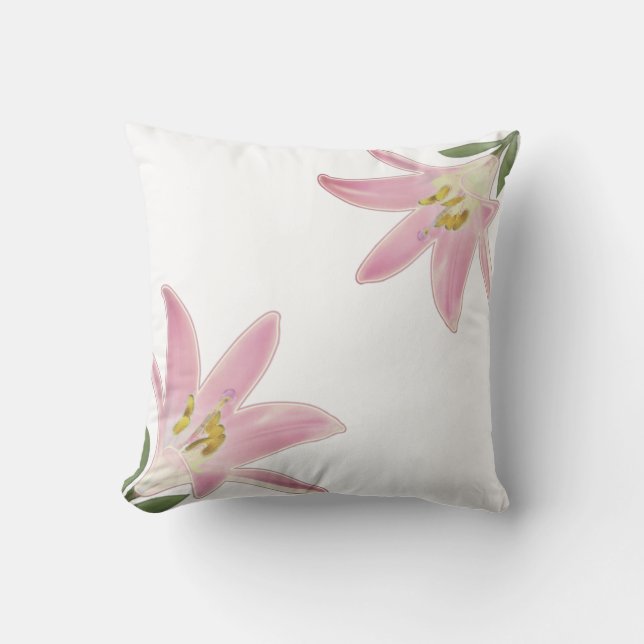 Light Rose Gold Amaryllis Blume auf Weiß Kissen (Vorderseite)