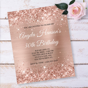 Light Rose Gold Glitzer 30. Geburtstag Paper Flyer