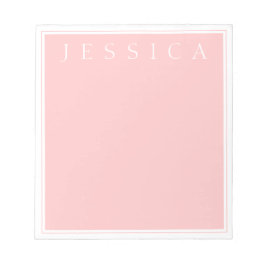 Light Rose Pink | Ihr Name in Weiß Notizblock