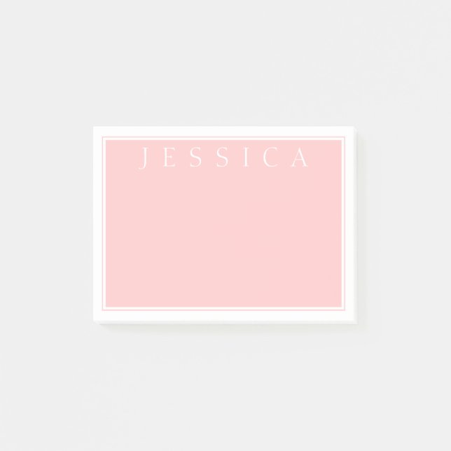 Light Rose Pink | Ihr Name in Weiß Post-it Klebezettel (Vorderseite)
