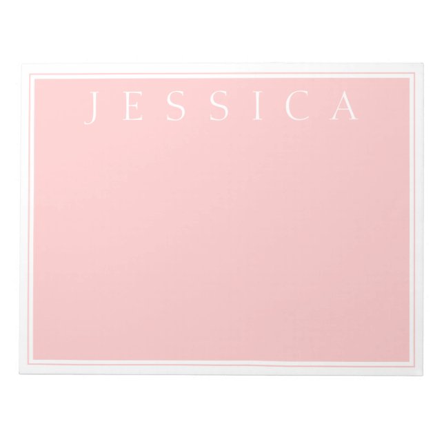 Light Rose Pink | Ihr Name Notizblock (Vorderseite)