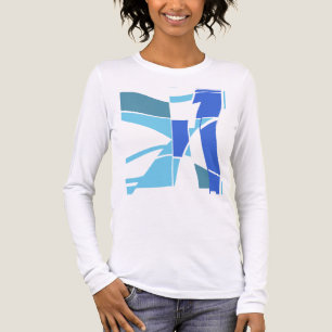 Light & Royal Blue Aquamarin Curved Geometric Abst Tri-Blend Shirt