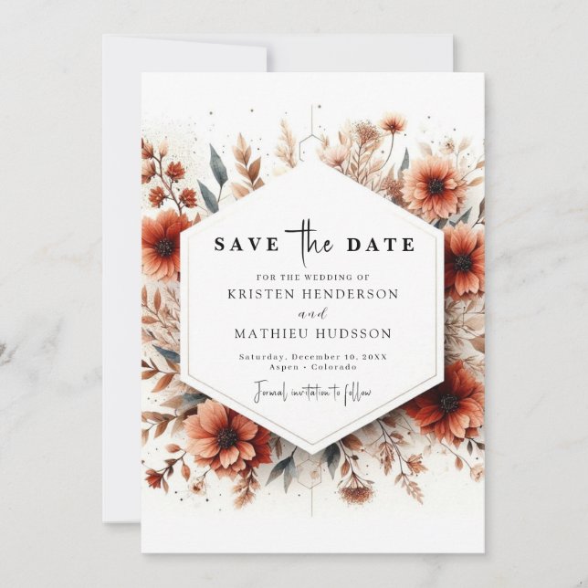 Light Sage Classic Terracotta Wedding Save The Date (Vorderseite)