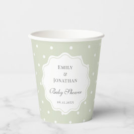 Light Sage Green and White Polka Dots Baby Shower Pappbecher