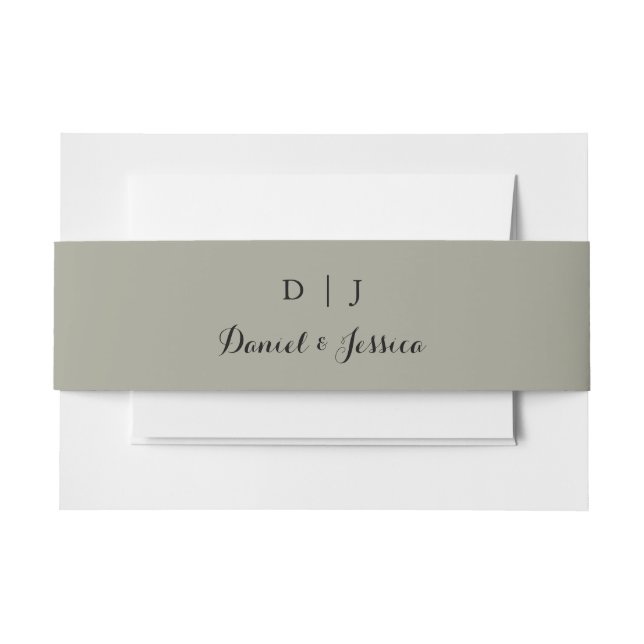 Light Sage Green Wedding Einladung Bauchband Einladungsbanderole (Vorderseite Beispiel)