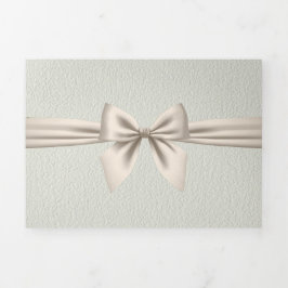Light Sage mit Elfenbeinbow-Hochzeit Dreifach Gefaltete Einladung