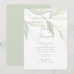 Light Sage Modern Botanical Modern Baby Dusche Einladung