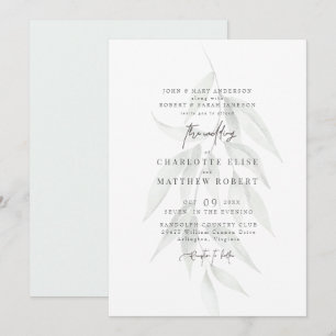Light Sage Mute Foliage Moderne Hochzeit Einladung