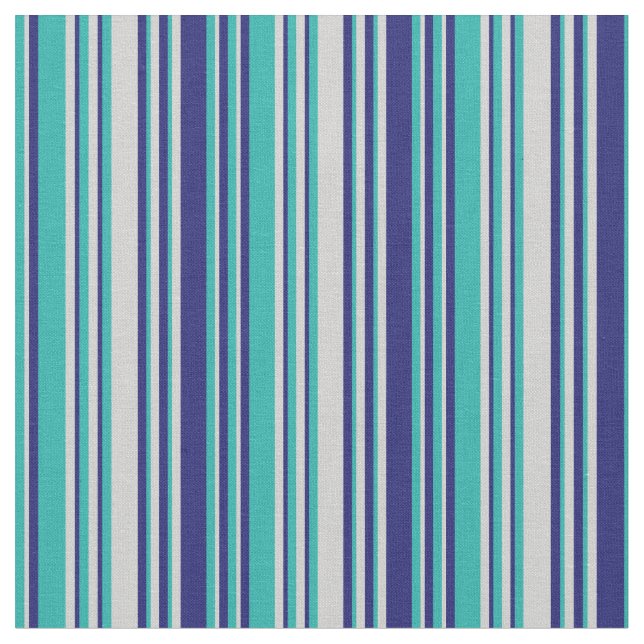 Light Sea Green, Light Gray & Midnight Blue Lines Stoff (Nahaufnahme)