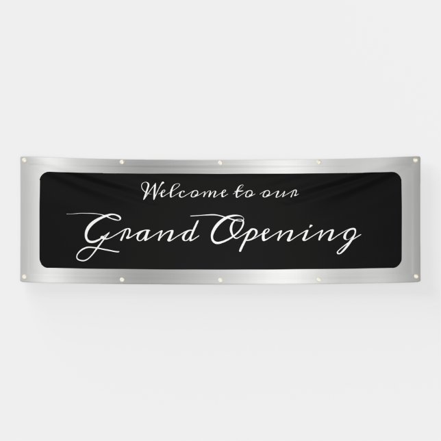Light Silver Gradient Grand Opening Banner (Horizontal)