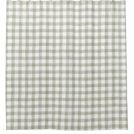 Light Silver Green English Country Karo Kariert Duschvorhang