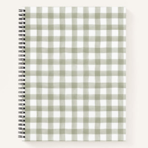 Light Silver Green English Country Karo Kariert Notizbuch