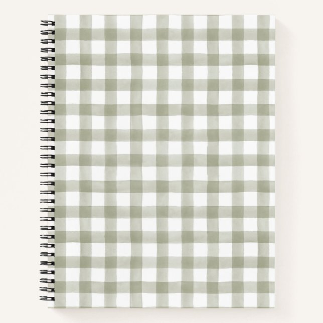 Light Silver Green English Country Karo Kariert Notizbuch (Vorderseite)