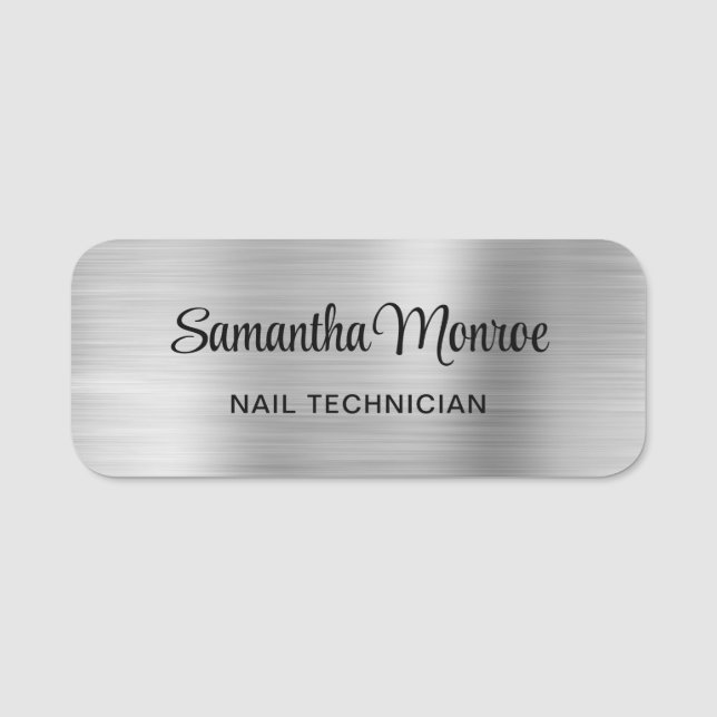 Light Silver Ombre Foil Namensschild (Vorderseite)