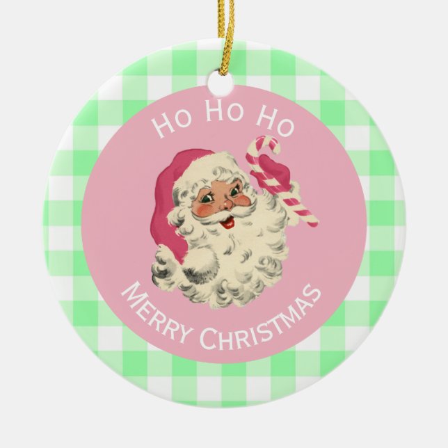 Light Skin Pink Santa Keramik Ornament (Vorne)