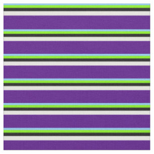 Light Sky Blue, Green, Black, White und Indigo Stoff