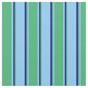 Light Sky Blue, Sea Green & Blue Lines Muster Stoff