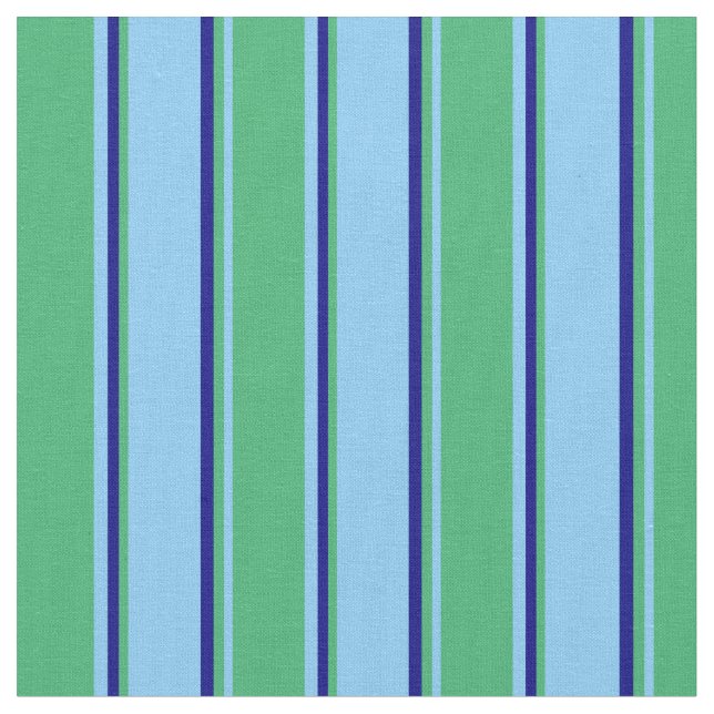 Light Sky Blue, Sea Green & Blue Lines Muster Stoff (Nahaufnahme)